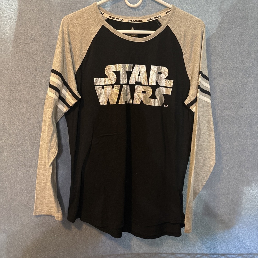 Star Wars Shirt Women's 2XL Black Gray Logo Movie Graphic Tee Long Sleeve Top